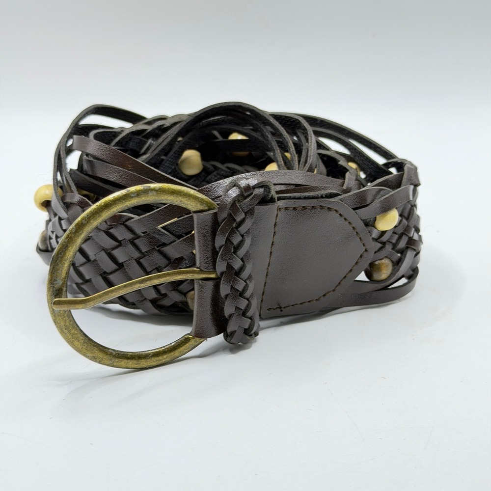 Unbranded Medium Braided Faux Leather Beaded Boho Western Hippie Waist Belt